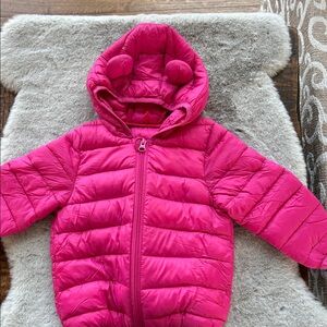 Kids Pink Puffer Jacket with Ears